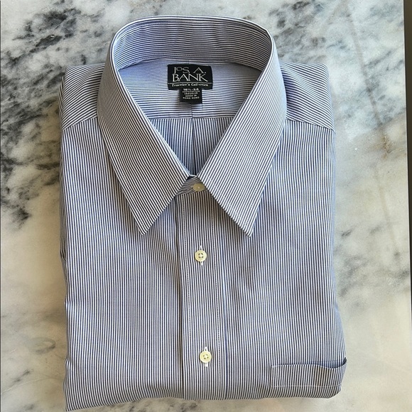 Jos. A. Bank Traveler’s Collection Men's Blue Striped Dress Shirt | 16.5 -34 - Picture 1 of 4